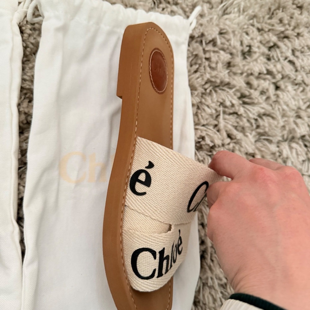 Chloé Woody Logo Slide Sandals Size 38 - Picture 3 of 8